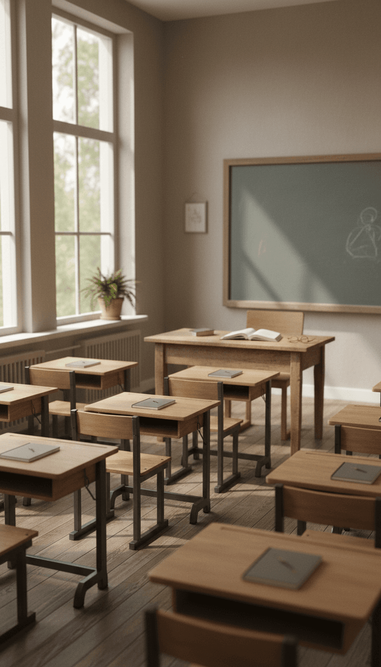 Organized classroom interior with natural light